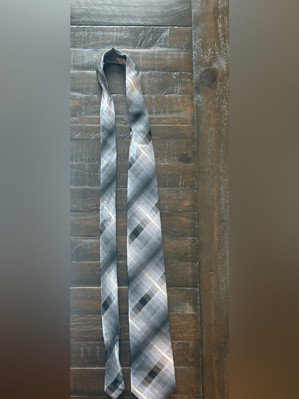 Van Heusen Gray Plaid Men's Tie